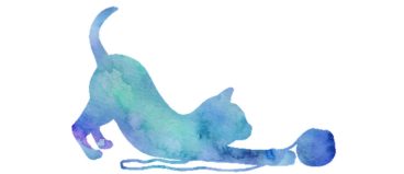 Critter Crafting Teal & Blue Stretching Cat with Yarn Logo